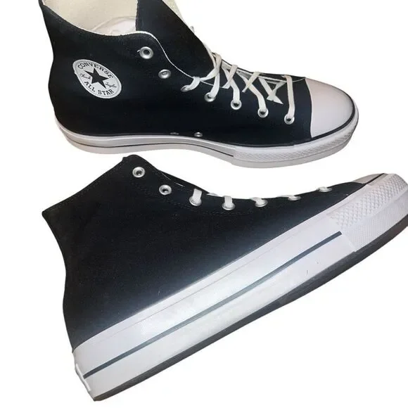 NEW MEN'S CONVERSE BLACKāCANVAS PLATFORM SNEAKERS Size 11.5 Rare - Picture 7 of 7